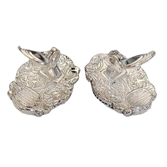 1928 Brand Faux Mahogany Jasper Lucite Cab Clip On Earrings K153 - Picture 4 of 10